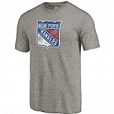 Men's New York Rangers Distressed Team Primary Logo Tri Blend T-Shirt Gray FengYun,baseball caps,new era cap wholesale,wholesale hats